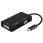 Conversor  A109-0343/ USB Tipo-C Macho - DVI Hembra/ VGA Hembra / HDMI Hembra/ 15cm/ Negro