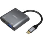Conversor  A109-0626/ HDMI Hembra - VGA Hembra - USB Tipo-C Macho - USB Hembra - USB Tipo-C Hembra/ 15cm/ Gris