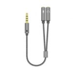Cable Estéreo  A128-0415/ Jack 3.5 Macho - 2x Jack 3.5 Hembra/ 25cm/ Gris