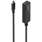 Cable Alargador USB 3.2 con Amplificador  A107-0869/ USB Tipo-C Macho - USB Tipo-C Hembra/ Hasta 100W/ 20Gbps/ 5m/ Negro