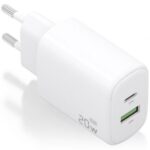 Cargador de Pared GaN  A110-0909/ 1xUSB Tipo-C/ 1xUSB/ 20W/ Blanco