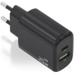 Cargador de Pared GaN  A110-0910/ 1xUSB Tipo-C/ 1xUSB/ 20W/ Negro