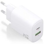 Cargador de Pared GaN  A110-0911/ 1xUSB Tipo-C/ 1xUSB/ 25W/ Blanco