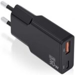 Cargador de Pared GaN  ASCH-30W2P047-BK/ 1xUSB Tipo-C/ 1xUSB/ 30W/ Negro