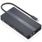 Docking USB Tipo-C  ASUC-12P017-GR/ 2xHDMI/ 4xUSB/ 1xUSB Tipo-C/ 1xRJ45/ 1xDisplayPort/ 1xLector Tarjetas/ 1xUSB Tipo-C PD/ Gris
