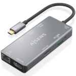 Docking USB Tipo-C  ASUC-9P018-GR/ 2xHDMI/ 3xUSB/ 1xRJ45/ 1xLector Tarjetas/ 1xUSB Tipo-C PD/ Gris