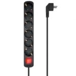 Regleta con Interruptor  A154-0536/ 6 Tomas de Corriente/ Cable 1.4m/ Negro