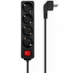 Regleta con Interruptor  A154-0650/ 4 Tomas de Corriente/ Cable 1.4m/ Negro