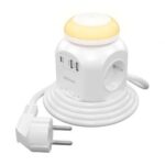 Regleta con Interruptor y Luz Nocturna  ASPS-2A1CLPQ02-W/ 4 Tomas de Corriente/ 1 USB Tipo-C PD/ 2 USB/ Cable 1.8m/ Blanco