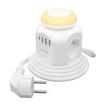 Regleta con Interruptor y Luz Nocturna  ASPS-3A1CL01-W/ 4 Tomas de Corriente/ 1 USB Tipo-C/ 3 USB/ Cable 1.8m/ Blanco