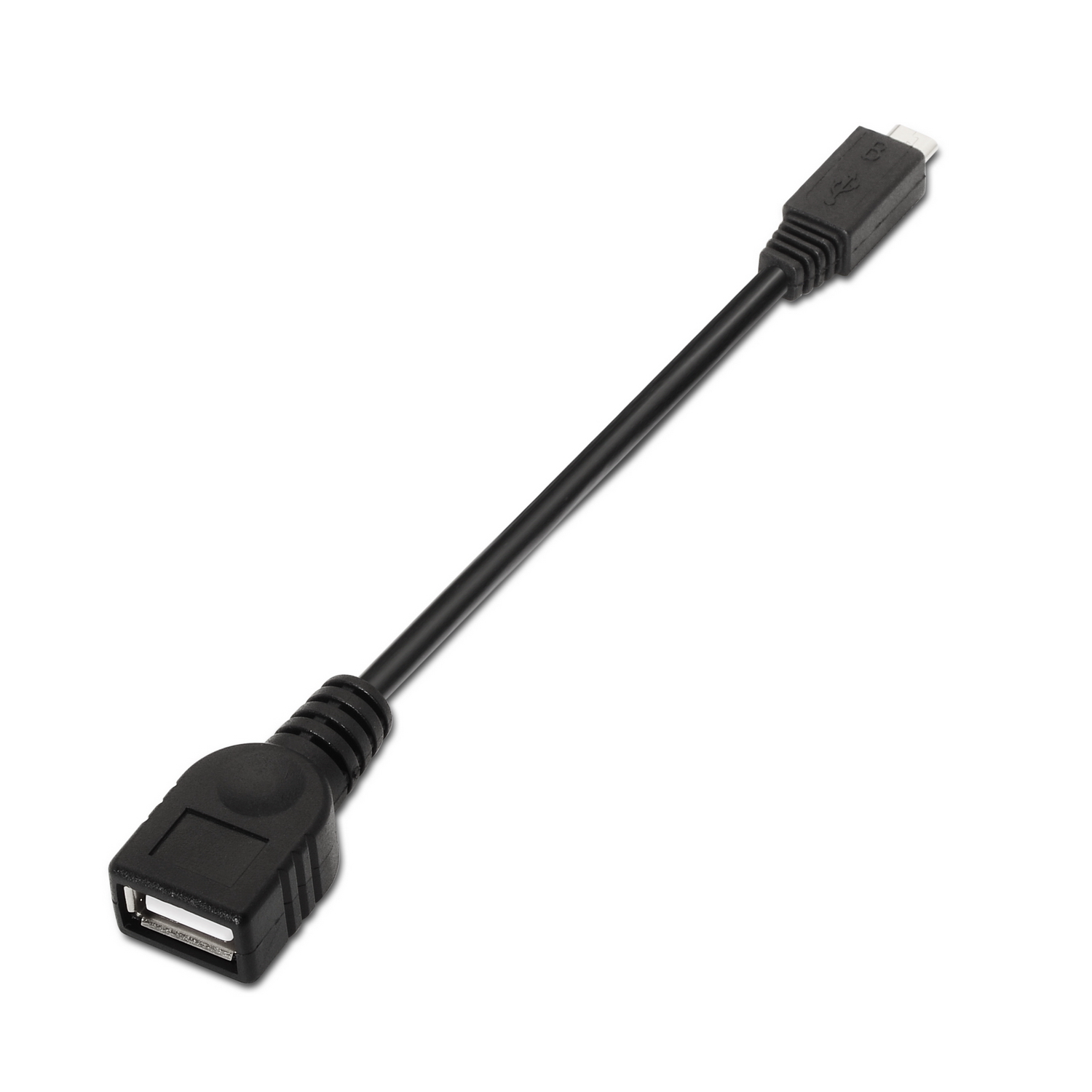 CABLE USB 2.0 OTG, TIPO MICRO B/M-A/H, NEGRO, 15CM - Imagen 1