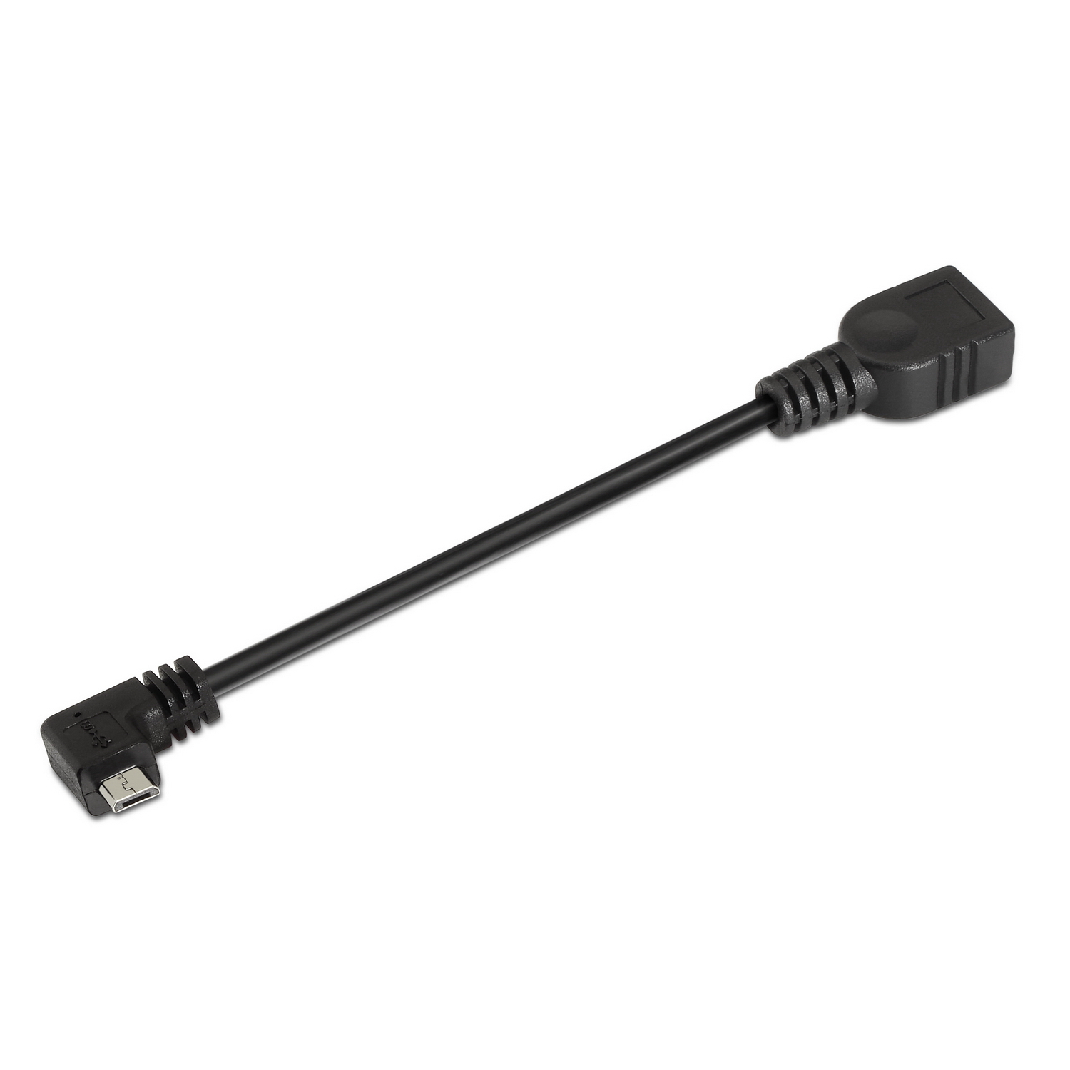 CABLE USB 2.0 OTG ACODADO, TIPO MICRO B/M-A/H, NEGRO, 15CM - Imagen 1