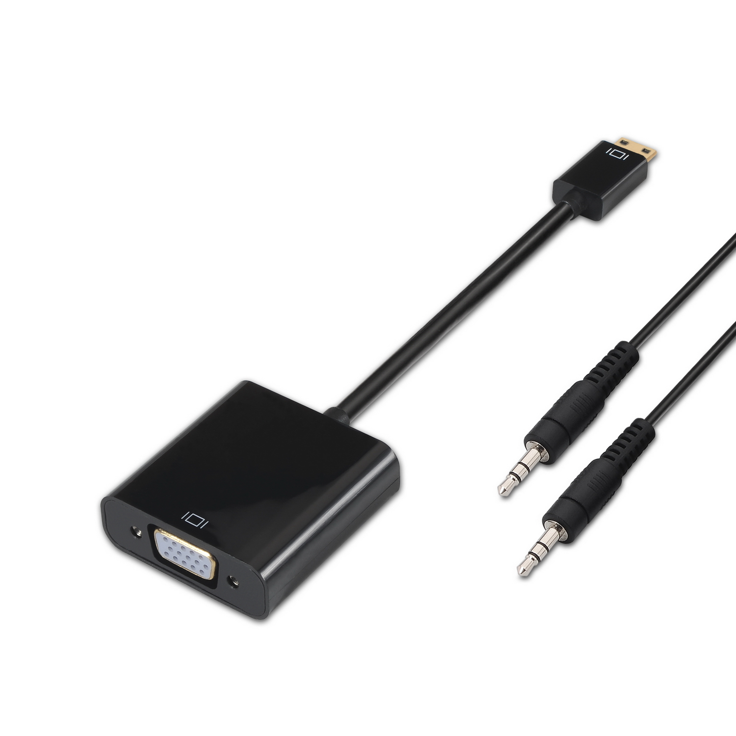 CONVERSOR MINI HDMI A SVGA+AUDIO, HDMI C/M-SVGA/H+JACK 3.5/H, NEGRO, 10CM+1.0M - Imagen 2