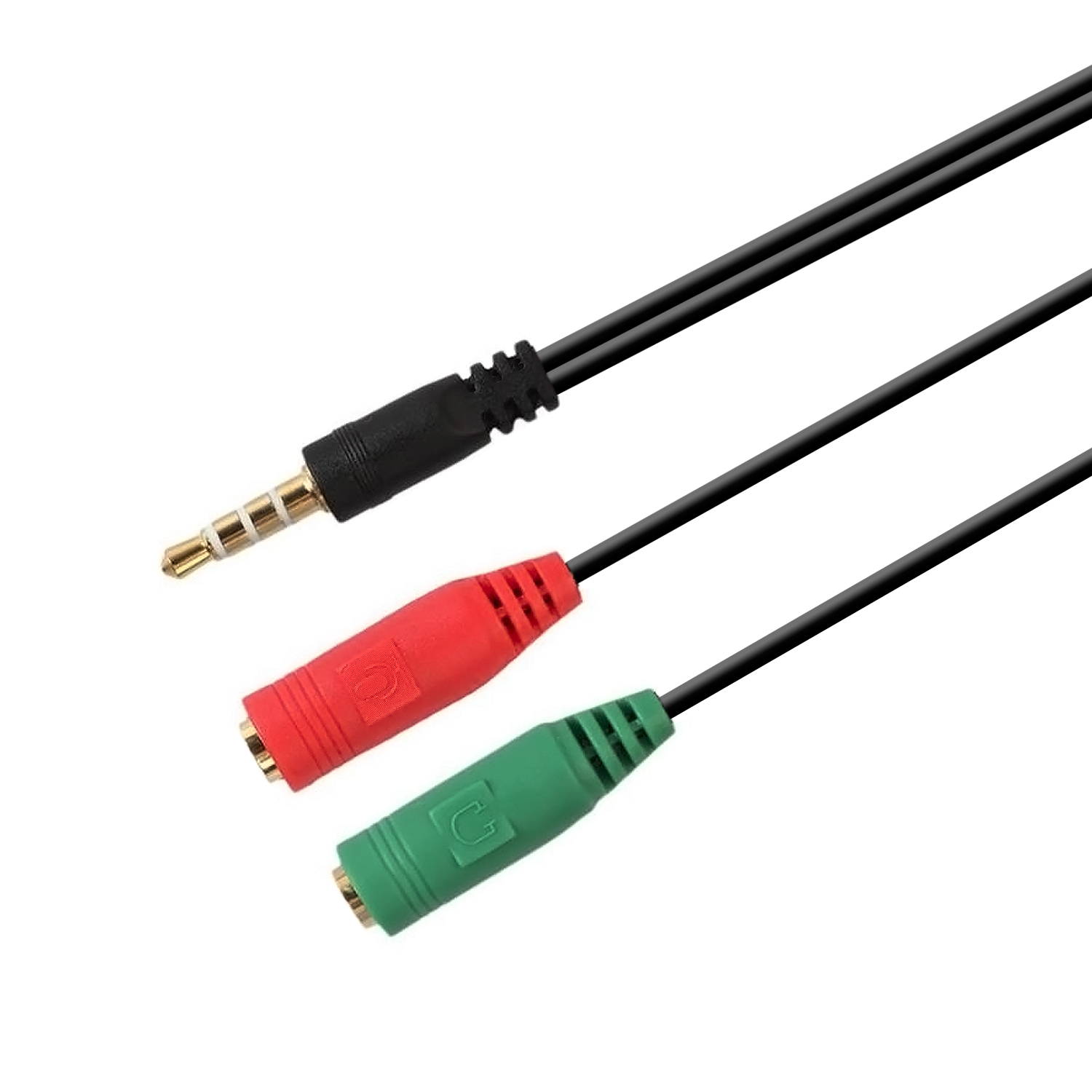CABLE ADAPTADOR AUDIO JACK 3.5 4PINES/M-2XJACK 3.5 3PINES/H, NEGRO, 20CM - Imagen 1