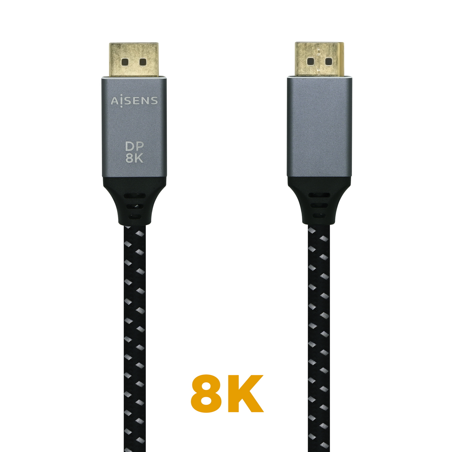CABLE DISPLAYPORT V1.4 8K@60HZ, DP/M-DP/M, GRIS/NEGRO, 1.0M - Imagen 1