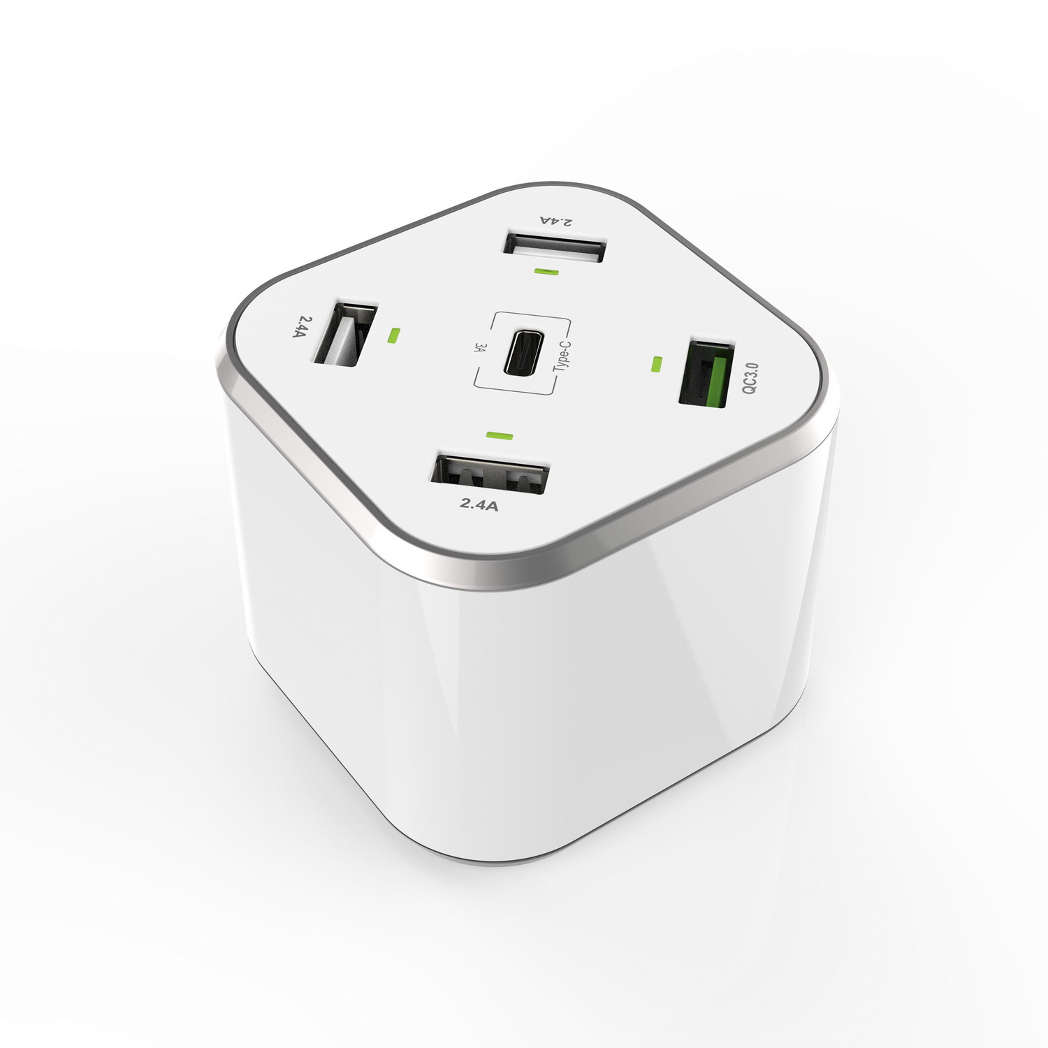 CARGADOR DE SOBREMESA 48W 5 PUERTOS 3xUSB-A 1xUSB-C 1xUSB QC3.0, BLANCO - Imagen 1