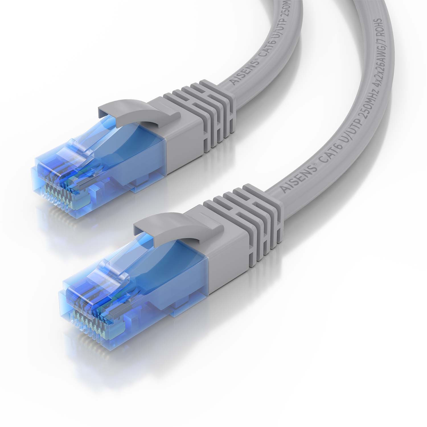 CABLE DE RED LATIGUILLO RJ45 CAT.6 UTP AWG26 CCA, GRIS, 0.75M - Imagen 3