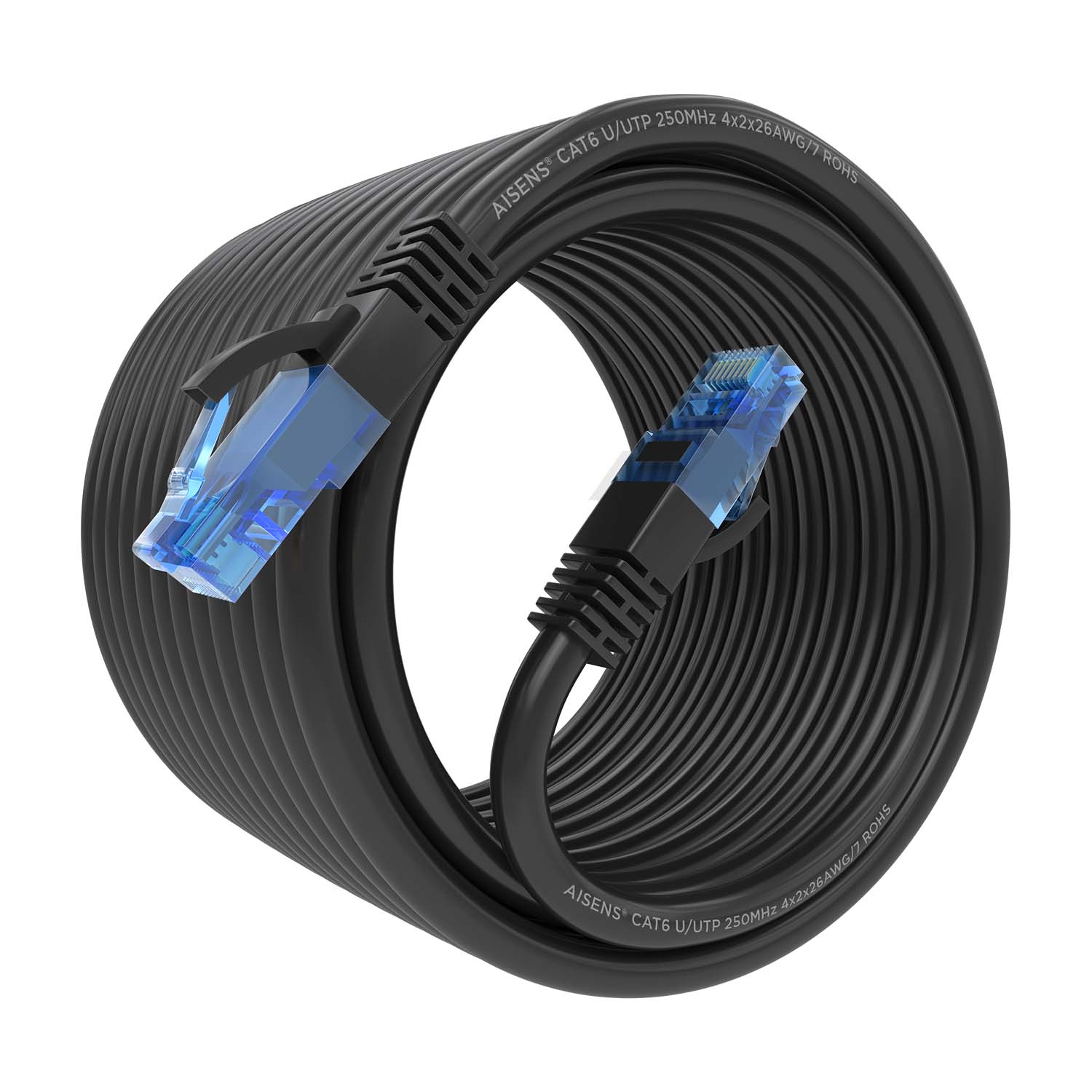CABLE DE RED LATIGUILLO RJ45 CAT.6 UTP AWG26 CCA, NEGRO, 10M - Imagen 2