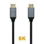 CABLE DISPLAYPORT V1.4 8K@60HZ, DP/M-DP/M, GRIS/NEGRO, 1.0M