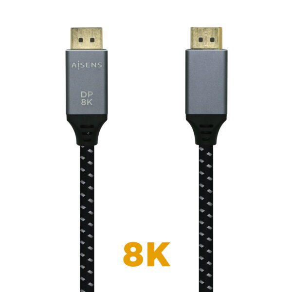 CABLE DISPLAYPORT V1.4 8K@60HZ, DP/M-DP/M, GRIS/NEGRO, 1.0M