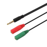 CABLE ADAPTADOR AUDIO JACK 3.5 4PINES/M-2XJACK 3.5 3PINES/H, NEGRO, 20CM