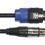 Cable de 9 metros de largo. De XLR hembra a 2 Speakon de 1,5 mm