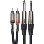 Cable de 3 metros de largo. 2 RCA macho a 2 jack  mono macho