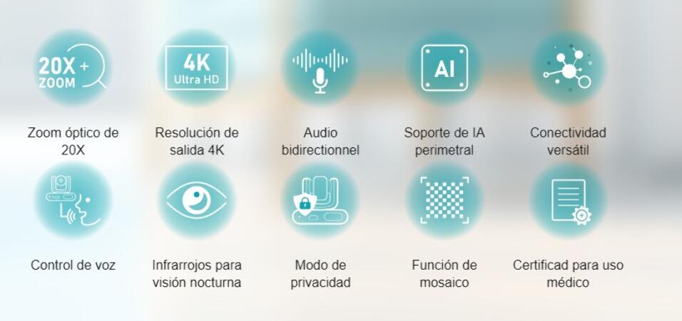 AVER CAMARA MEDICAL MD720UIS 4K, 20X,  LUZ IR, MICROFONO Y ALTAVOZ INTEGRADO - Imagen 3