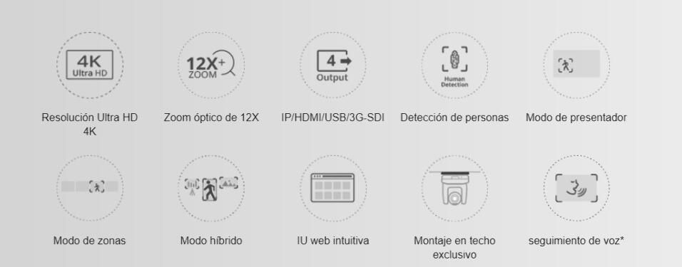 AVER CAMARA PTC310UV2 4K 12X  HDMI/3GSDI/USB/RJ45 AUTO TRACKING NDI HX2* NEGRO - Imagen 3