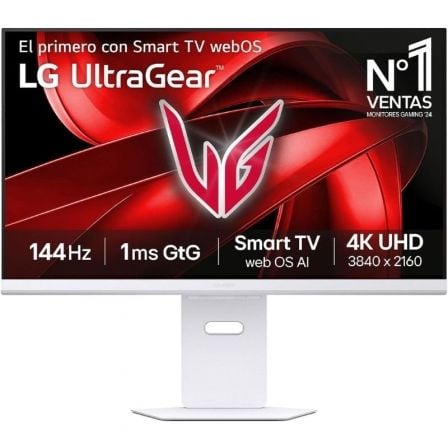 Smart Monitor Gaming LG UltraGear 32G810SA-W 32"/ 4K/ Multimedia/ 1ms/ 144Hz/ IPS/ Regulable en altura/ Smart TV/ Blanco - Imagen 1