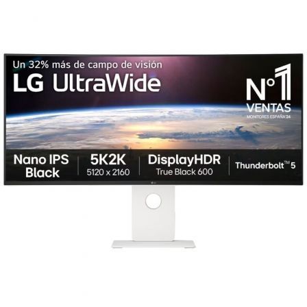 Monitor Gaming Ultraparonámico Curvo LG UltraGear 40U990A-W 40"/ 5K2K/ Multimedia/ 1ms/ 120Hz/ IPS/ Regulable en altura/ Blanco - Imagen 1