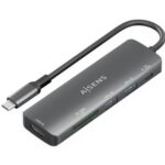 Docking USB Tipo-C  ASUC-5P011-GR/ 1xHDMI 4K/ 2xUSB/ 1xUSB Tipo-C PD/ 1xLector Tarjetas/ Gris