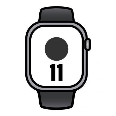 Apple Watch Series 11/ GPS/ Cellular/ 42mm/ Gris Espacial/ Correa Deportiva Negra (S/M) - Imagen 1