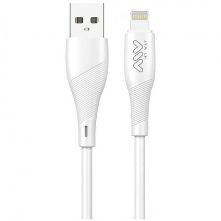 Cable USB 2.0 Lightning Myway MWUSC0021/ USB Macho - Lightning Macho/ Hasta 12W/ 480Mbps/ 1m/ Blanco - Imagen 1