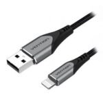Cable USB 2.0 Lightning Vention LABHF/ USB Macho - Lightning Macho/ 480Mbps/ 1m/ Gris