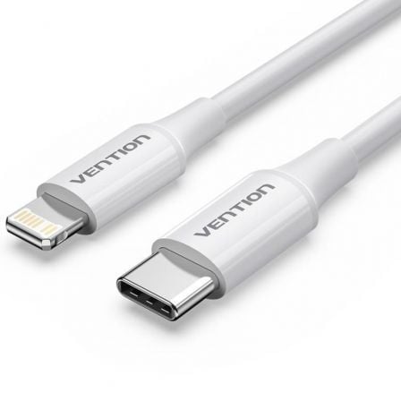 Cable USB 2.0 Tipo-C Lightning Vention LAJWF/ USB Tipo-C Macho - Lightning Macho/ Hasta 27W/ 480Mbps/ 1m/ Blanco - Imagen 1