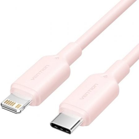 Cable USB 2.0 Tipo-C Lightning Vention LAKPF/ USB Tipo-C Macho - Lightning Macho/ Hasta 27W/ 480Mbps/ 1m/ Rosa - Imagen 1