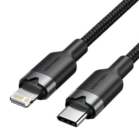 Cable USB Tipo-C Lightning Vention LALBF/ USB Tipo-C Macho - Lightning Macho/ 27W/ 480Mbps/ 1m/ Negro - Imagen 1