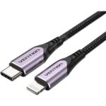 Cable USB 2.0 Tipo-C Lightning Vention TACVF/ USB Tipo-C Macho - Lightning Macho/ 480Mbps/ 1m/ Morado