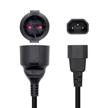 Adaptador Alimentación  A132-0467/ C14 Macho - CEE7 Hembra/ 25cm/ Negro - Imagen 1