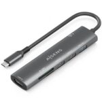 Docking USB Tipo-C  ASUC-7P025-GR/ 1xHDMI 4K/ 3xUSB/ 1xUSB Tipo-C PD/ 1xLector Tarjetas/ Gris