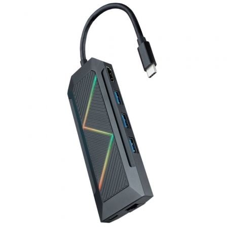 Docking USB Tipo-C Nanocable 10.16.0801/ 3xUSB/ 1xUSB Tipo-C PD/ 1xHDMI/ 1xRJ45/ 1xLector Tarjetas SD TF - Imagen 1