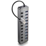 Hub USB NGS IHUB10/ 10xUSB 3.0/ Gris