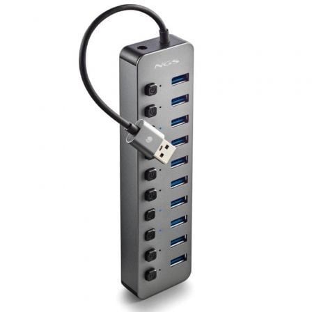 Hub USB NGS IHUB10/ 10xUSB 3.0/ Gris - Imagen 1