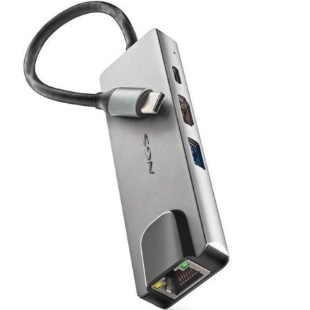 Docking USB Tipo-C NGS WonderDock Supra/ 1xUSB/ 1xUSB Tipo-C DP/ 1xHDMI 4K/ 1xRJ45/ Gris - Imagen 1