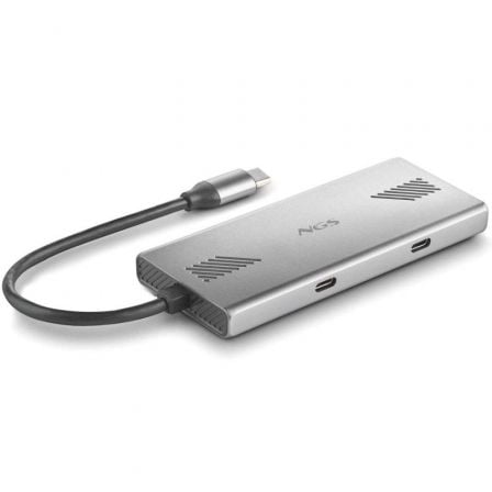 Hub USB Tipo-C NGS WonderDuo-C / 2xUSB/ 2xUSB Tipo-C/ Gris - Imagen 1