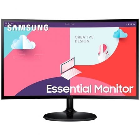Monitor Profesional Curvo Samsung Essential Monitor S3 S24C360EAU/ 24"/ Full HD/ Negro - Imagen 1