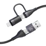 Cable USB 2.0 Tipo-C Subblim Top 4 en 1/ USB Tipo-C Macho - USB Macho/ USB Tipo-C Macho - Lightning Macho/ Hasta 60W/ 480Mbps/ 1m/ Negro