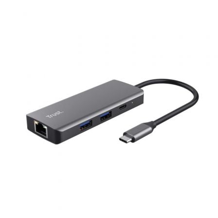 Docking USB Tipo-C Trust Dalyx/ 2xUSB/ 2xUSB Tipo-C/ 1xHDMI 4K/ 1xRJ45/ Gris - Imagen 1