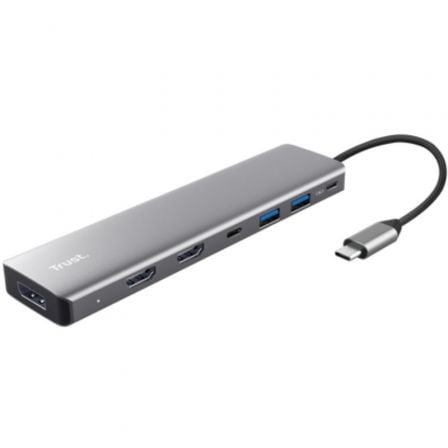 Docking USB Tipo-C Trust Dalyx/ 2xUSB/ 2xHDMI 4K/ 1xDisplayPort/ 1xUSB Tipo-C PD/ Gris - Imagen 1